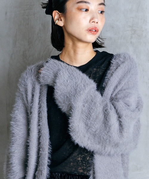 LIENCOEUR(リアンクール)の「シャギーオーバーカーデ(カーディガン/ボレロ・レディース・ダークグレー/ライトグレー/ブラック・FREE)」の22枚目の写真