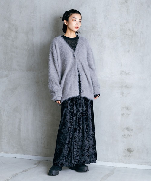 LIENCOEUR(リアンクール)の「シャギーオーバーカーデ(カーディガン/ボレロ・レディース・ダークグレー/ライトグレー/ブラック・FREE)」の11枚目の写真