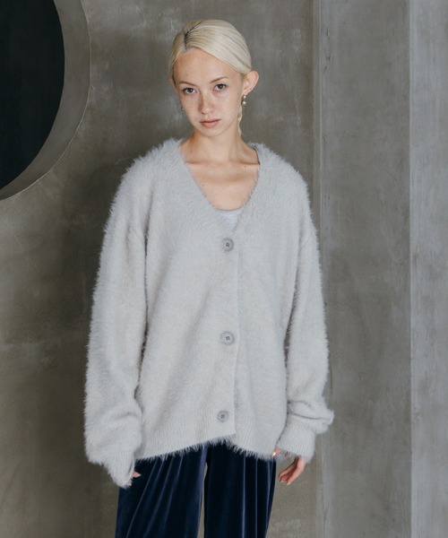 LIENCOEUR(リアンクール)の「シャギーオーバーカーデ(カーディガン/ボレロ・レディース・ダークグレー/ライトグレー/ブラック・FREE)」の7枚目の写真