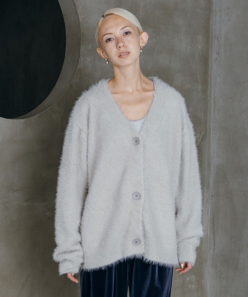 LIENCOEUR(リアンクール)の「シャギーオーバーカーデ(カーディガン/ボレロ・レディース・ダークグレー/ライトグレー/ブラック・FREE)」の14枚目の写真