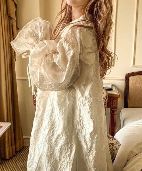 merrylatte（メリーラテ）の「シアージャガードワンピース（ワンピース・レディース・アイボリー/ベージュ・FREE）」の4枚目の写真