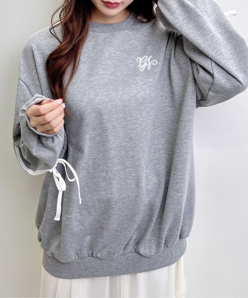 INGNI（イング）の「袖テープライン＆リボンスウェットチュニック（スウェット・レディース・ホワイト×ブラック/グレー×ホワイト/ブラック×ホワイト・M）」の19枚目の写真