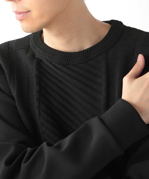 UNION STATION（ユニオンステーション）の「ニットドッキング スウェット（スウェット・メンズ・ホワイト/ブラック/グレー・M/L/LL）」の5枚目の写真