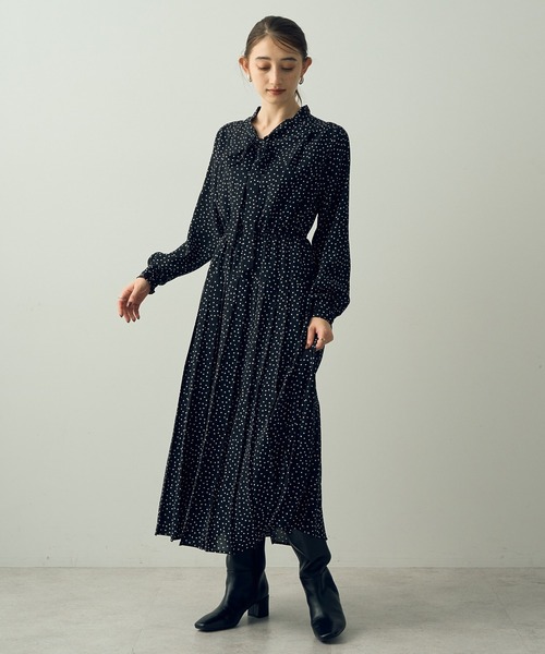 【セール】ランダムドット柄プリーツワンピース(ワンピース)|YECCA VECCA(イェッカヴェッカ) 【セール】ランダムドット柄プリーツワンピース(ワンピース)|YECCA VECCA(イェッカヴェッカ)