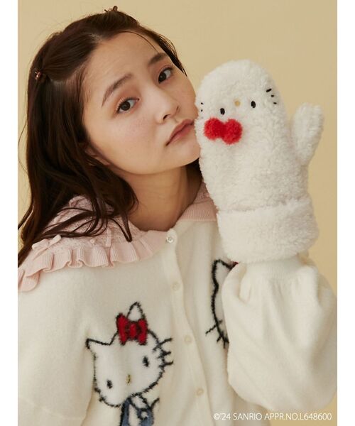 merry jenny（メリージェニー）の「【ハローキティコラボ】もこもこミトン（手袋・レディース・オフホワイト・FREE）」の2枚目の写真