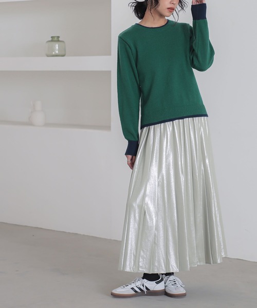 n'OrLABEL(ノアールレーベル)の「配色クルーネックニット(ニット/セーター・レディース・ブルー/グリーン/レッド・2/1)」の22枚目の写真