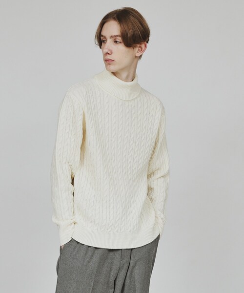 【セール】ケーブルタートルネックニット（ニット/セーター）｜tk.TAKEO KIKUCHI（ティーケータケオキクチ）