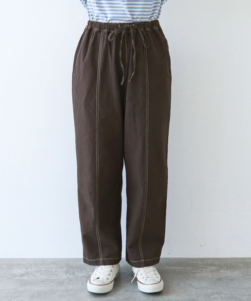 セール】シボコットン 切り替えパンツ (セットアップ対応