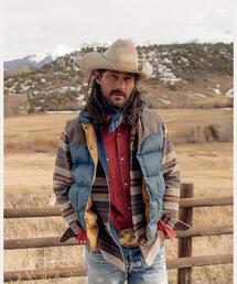 RRL（ダブル アール エル）の「レザーヨーク キルテッド ベスト 