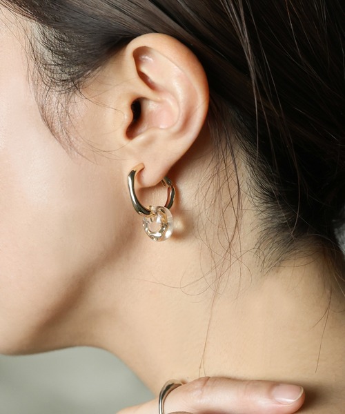 select MOCA（セレクトモカ）の「クリアドロップインメタルイヤリング（ネックレス・レディース・シルバー/ゴールド・FREE）」の2枚目の写真