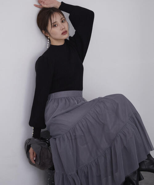 PROPORTION BODY DRESSING(プロポーションボディドレッシング)の「ハイネックボリュームスリーブニット / 1215170901(ニット/セーター・レディース・グレー/ブラック/ライトグリーン/ホワイト・SMALL/MEDIUM)」の9枚目の写真