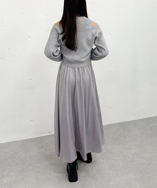 archives（アルシーヴ）の「オフショルニットカーディガン×ドッキングワンピースＳＥＴ（ワンピース・レディース・ブラック/ベージュ/グレー・MEDIUM）」の9枚目の写真