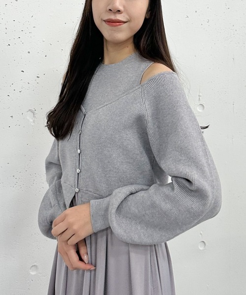 archives（アルシーヴ）の「オフショルニットカーディガン×ドッキングワンピースＳＥＴ（ワンピース・レディース・ブラック/ベージュ/グレー・MEDIUM）」の13枚目の写真