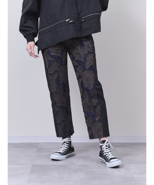 DOLLUPOOPS（ドールアップウップス）の「リーフジャガード配色パンツ（スラックス・レディース・ブラック/ネイビー・38）」の2枚目の写真