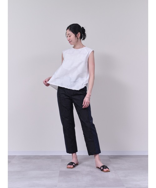 DOLLUPOOPS（ドールアップウップス）の「リーフジャガード配色パンツ（スラックス・レディース・ブラック/ネイビー・38）」の3枚目の写真