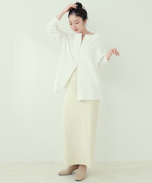 natural couture(ナチュラルクチュール)の「【WEB限定】バックポケットリブタイトスカート(スカート・レディース・オフホワイト/グレー/グレイッシュベージュ/ブラック・FREE)」の18枚目の写真