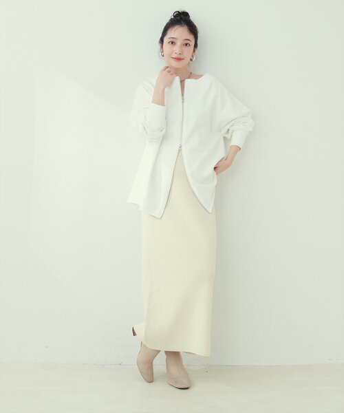 natural couture(ナチュラルクチュール)の「【WEB限定】バックポケットリブタイトスカート(スカート・レディース・オフホワイト/グレー/グレイッシュベージュ/ブラック・FREE)」の19枚目の写真