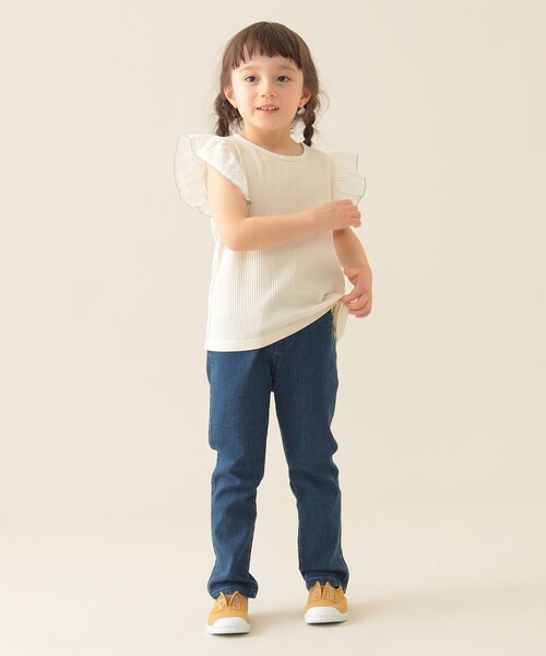 BEAMS mini（ビームスミニ）の「レース スリーブ ワッフル プルオーバー Tシャツ 2025SS（90～150cm）（Tシャツ/カットソー・キッズ・イエロー/オフホワイト・150/140/110/100/130/120/90）」の6枚目の写真