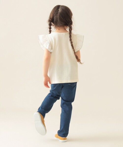 BEAMS mini（ビームスミニ）の「レース スリーブ ワッフル プルオーバー Tシャツ 2025SS（90～150cm）（Tシャツ/カットソー・キッズ・イエロー/オフホワイト・150/140/110/100/130/120/90）」の8枚目の写真