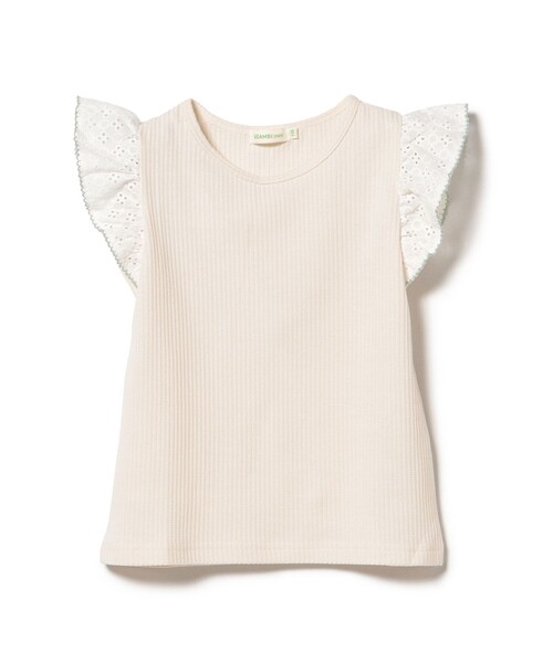 BEAMS mini（ビームスミニ）の「レース スリーブ ワッフル プルオーバー Tシャツ 2025SS（90～150cm）（Tシャツ/カットソー・キッズ・イエロー/オフホワイト・150/140/110/100/130/120/90）」の9枚目の写真