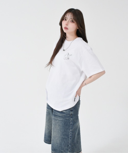 OY(オーワイ)の「『OY/オーワイ』PAINTING ODOLLY TEE/ペインティングオードリー半袖Tシャツ(Tシャツ/カットソー・レディース・ホワイト/ブラック・XL/M)」の22枚目の写真