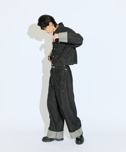 Lui's（ルイス）の「【Neucon/ニューコン】リベットデザインロールアップストレートデニムパンツ（デニムパンツ・メンズ・インディゴブルー/ブラック・2/1）」の7枚目の写真