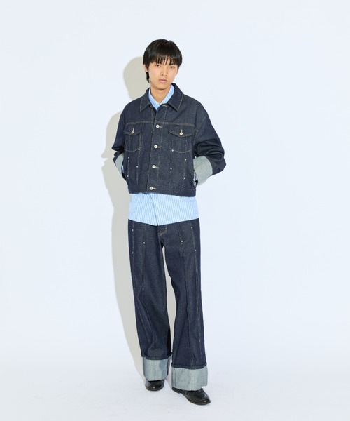 Lui's（ルイス）の「【Neucon/ニューコン】リベットデザインロールアップストレートデニムパンツ（デニムパンツ・メンズ・インディゴブルー/ブラック・2/1）」の15枚目の写真