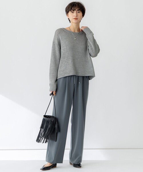 23区 S(ニジュウサンクチイサイサイズ)の「【セットアップ対応/洗える】2WAYストレッチツイル ワイドパンツ(その他パンツ・レディース・モスグリーン系/ネイビー系/ブラック系/ベージュ系・30/32/34)」の10枚目の写真