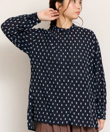 スタンドカラー 長袖 ロングシャツ ブラウス
