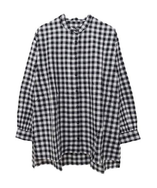 MARAI(マーライ)の「スタンドカラー 長袖 ロングシャツ ブラウス(シャツ/ブラウス・レディース・ブルー/ブラウン/グレー/ブラック/ホワイト×ブラック・FREE)」の15枚目の写真
