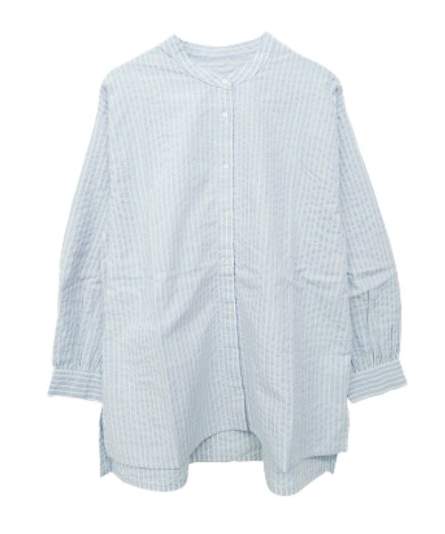MARAI(マーライ)の「スタンドカラー 長袖 ロングシャツ ブラウス(シャツ/ブラウス・レディース・ブルー/ブラウン/グレー/ブラック/ホワイト×ブラック・FREE)」の16枚目の写真