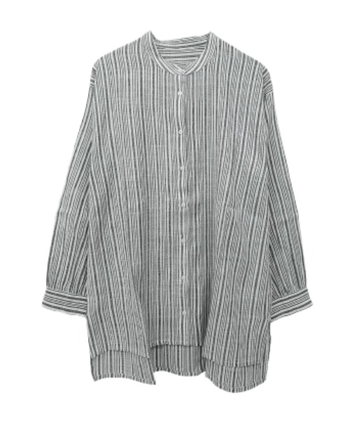 MARAI(マーライ)の「スタンドカラー 長袖 ロングシャツ ブラウス(シャツ/ブラウス・レディース・ブルー/ブラウン/グレー/ブラック/ホワイト×ブラック・FREE)」の17枚目の写真