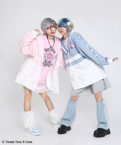 SPINNS（スピンズ）の「『寺田てら 第二弾』 ゲロコーンBIGジャージ（ジャージ・レディース・サックスブルー/ピンク・ONESIZE）」の6枚目の写真