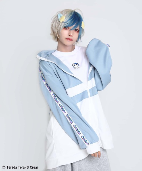 SPINNS（スピンズ）の「『寺田てら 第二弾』 ゲロコーンBIGジャージ（ジャージ・レディース・サックスブルー/ピンク・ONESIZE）」の7枚目の写真