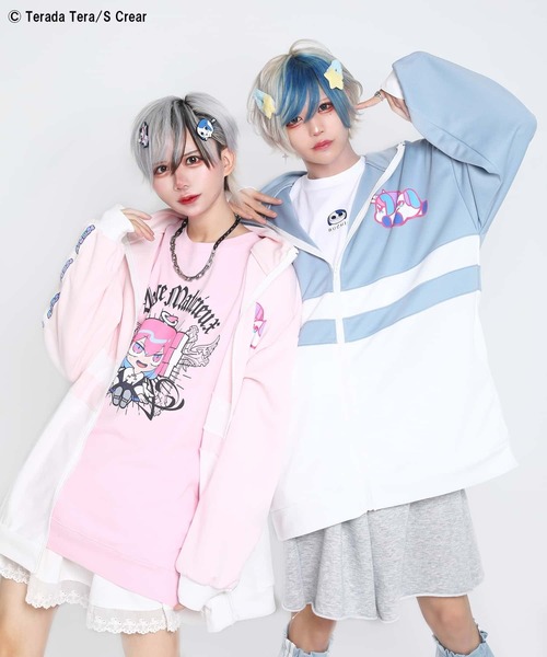 SPINNS（スピンズ）の「『寺田てら 第二弾』 ゲロコーンBIGジャージ（ジャージ・レディース・サックスブルー/ピンク・ONESIZE）」の4枚目の写真