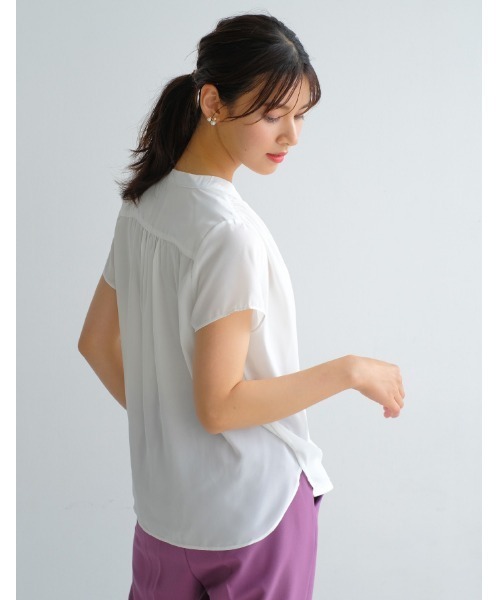 aquagarage(アクアガレージ)の「カシュクールシフォンブラウス(シャツ/ブラウス・レディース・ミント/カーキ/オフホワイト/ネイビー/ブラック・M/L/LL)」の8枚目の写真