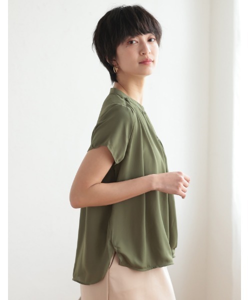 aquagarage(アクアガレージ)の「カシュクールシフォンブラウス(シャツ/ブラウス・レディース・ミント/カーキ/オフホワイト/ネイビー/ブラック・M/L/LL)」の12枚目の写真