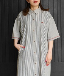 マルチストライプシャツワンピ