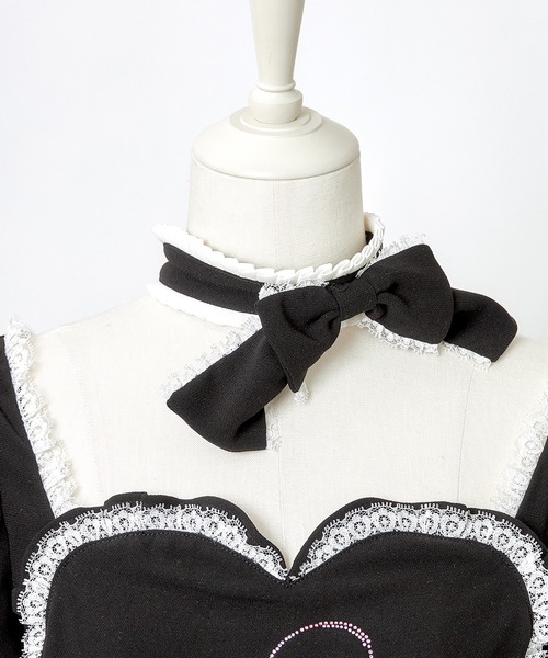 Front heart rhinestone logo blouse（シャツ/ブラウス