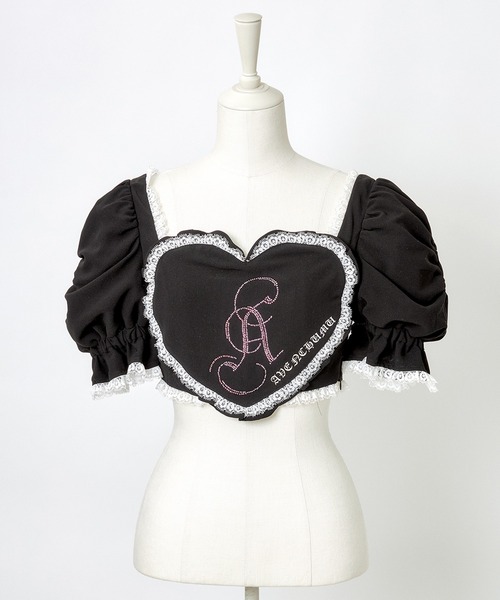 Front heart rhinestone logo blouse