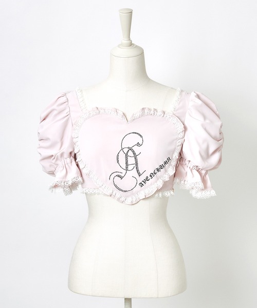 Front heart rhinestone logo blouse