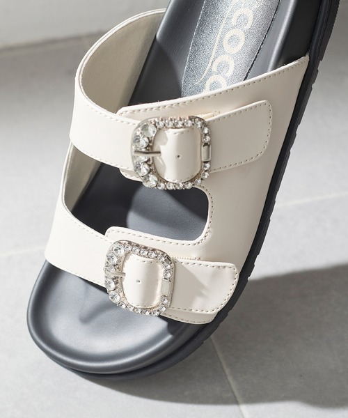 coca（ANDEX shoes product）（コカ）の「ダブルビジューバックル 厚底 サンダル（サンダル・レディース・ブラック/ホワイト・SMALL/MEDIUM/LARGE）」の14枚目の写真