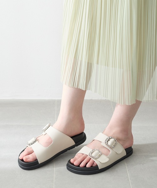 coca（ANDEX shoes product）（コカ）の「ダブルビジューバックル 厚底 サンダル（サンダル・レディース・ブラック/ホワイト・SMALL/MEDIUM/LARGE）」の9枚目の写真