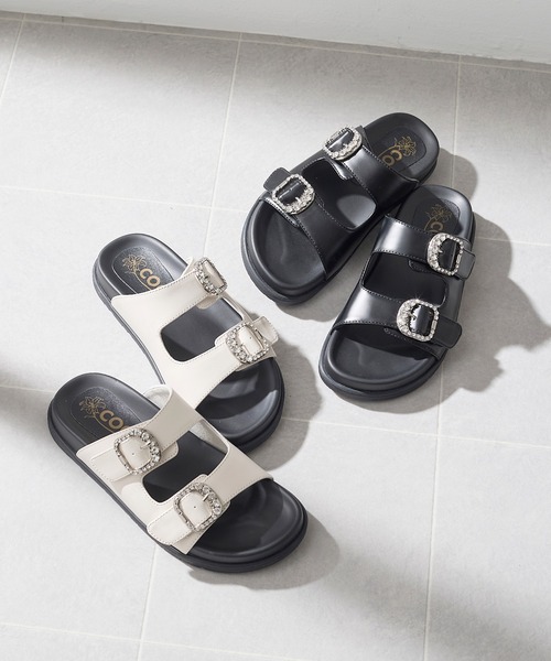 coca（ANDEX shoes product）（コカ）の「ダブルビジューバックル 厚底 サンダル（サンダル・レディース・ブラック/ホワイト・SMALL/MEDIUM/LARGE）」の16枚目の写真