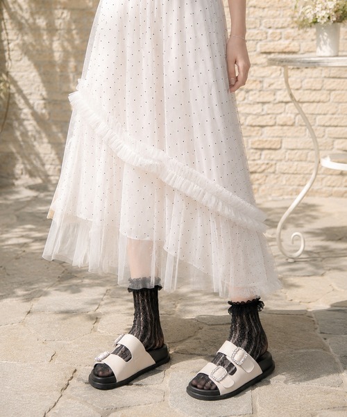 coca(ANDEX shoes product)(コカ)の「ダブルビジューバックル 厚底 サンダル(サンダル・レディース・ブラック/ホワイト・SMALL/MEDIUM/LARGE)」の10枚目の写真