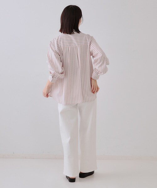 OPAQUE.CLIP(オペークドットクリップ)の「ストライプボウタイシャツ【洗濯機洗い可】(シャツ/ブラウス・レディース・ホワイト系3/ブルー系7/ピンク系その他・42/40/38)」の10枚目の写真