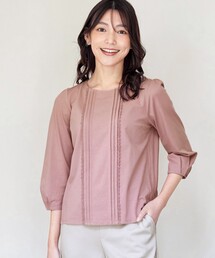 ピンタックレースカットソーTブラウス