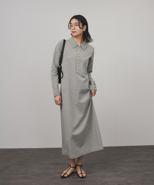 SALON adam et rope'（サロン アダム エ ロペ）の「【WEB限定】スキッパーニットワンピース（ワンピース・レディース・ブラック/ベージュ/グレー・FREE）」の9枚目の写真