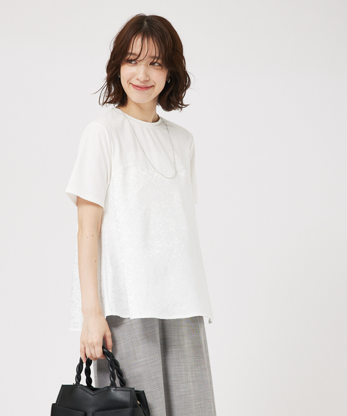 abahouse mavie（アバハウスマヴィ）の「ジャガードコンビプルオーバー（Tシャツ/カットソー・レディース・ホワイト/ブラック/チャコールグレー・フリー）」の7枚目の写真