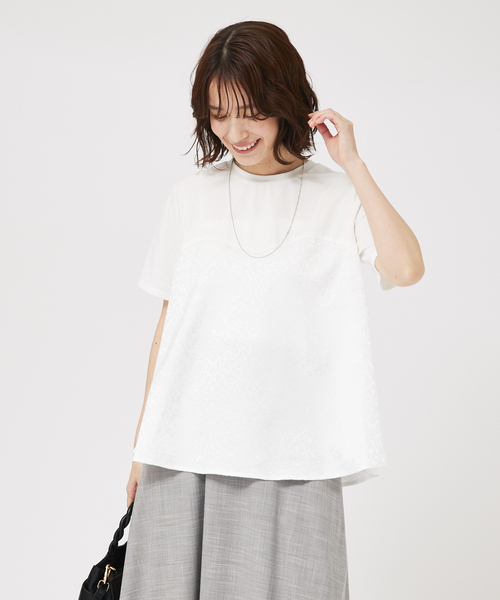 abahouse mavie（アバハウスマヴィ）の「ジャガードコンビプルオーバー（Tシャツ/カットソー・レディース・ホワイト/ブラック/チャコールグレー・フリー）」の8枚目の写真